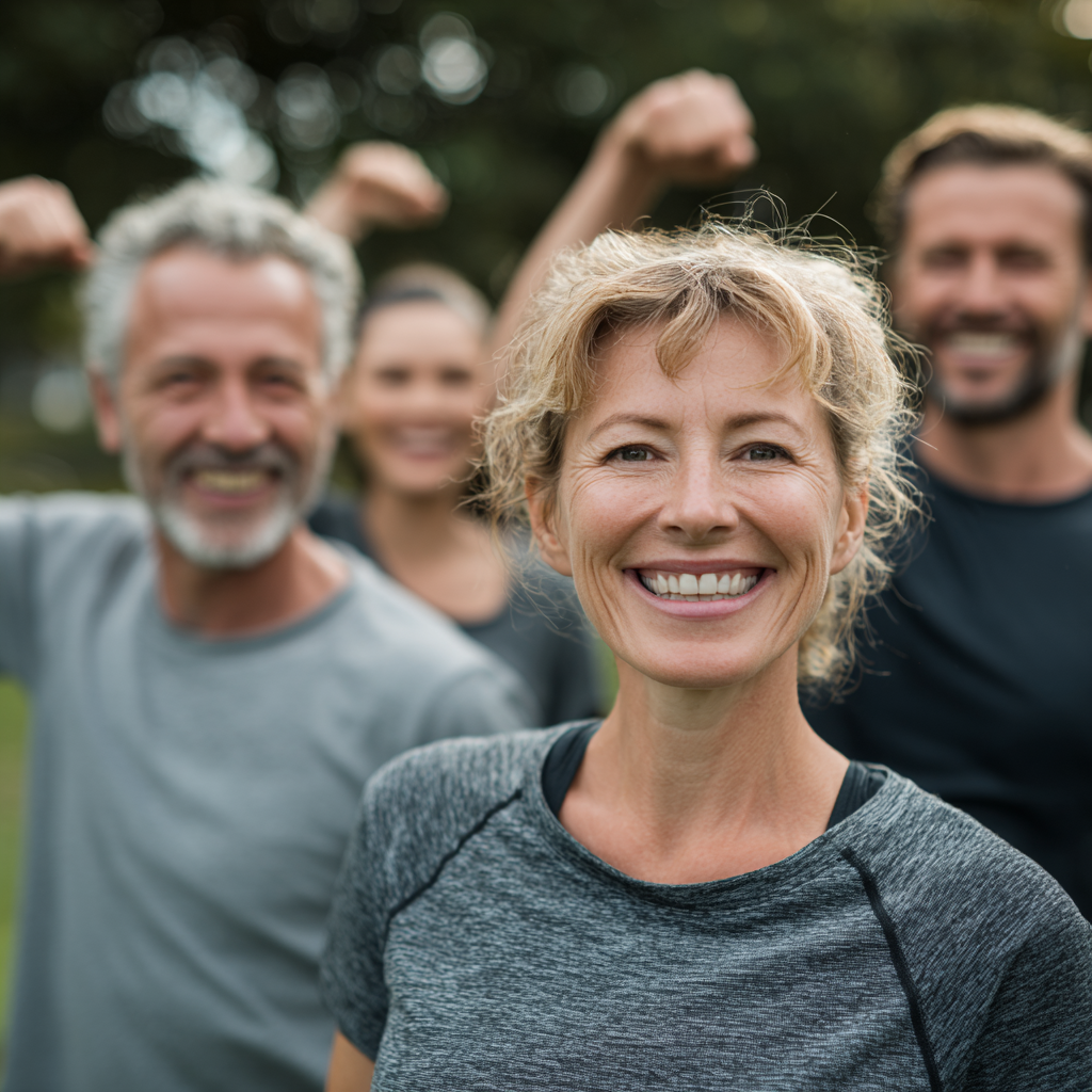 Healthy Ukrainian meal with traditional ingredients arranged on wooden table with fitness equipment in background